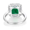 Cluster Rings Moissanite Emerald Gemstone Serging Square Square Cut Vintage 925 Серебряное серебро создало мелкие украшения