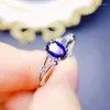 Cluster Rings Natural Real Blue Sapphire Ring 925 Sterling Silver 4 6mm 0.6CT Gemstone Fine Jewelry Women J228253