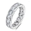 Cluster Rings Jewelry 2023 925 Silver Row Diamond Ring For Women 4 Pagoda Micro Inlaid Cross Border One Piece