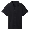 Men's Casual Shirts 2023 Summer Miyake Pleated Classic Lapel Collar Black Shirt For Man Short-sleeved Single-breasted Loose Blouse Top