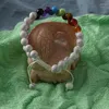 STRAND -chakra kralenarmbanden voor vrouwen - 8 mm 7 genezende armband met witte turquoise stenen angst meditatie yoga edelsteen j