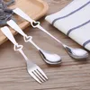 Coffee Scoops Stainless Steel Spoon Creative Heart Shaped Fork Stirring Valentines Gift Kitchen Accessories Tableware