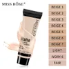 Miss Rose Foundation Condaler 37ml High Coverage Makeup Base Derting Facial CreaCceal Cream Face imperméable Éclairage Corleur de couleur de base