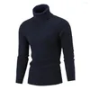 Мужские свитера Удобная футболка с мягкой палочкой Slim Fit Fit Slim Fit с высокой шее стильное тепло для осенней зимы