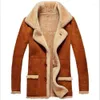 Herenjacks Leer Winter Artificial Fleece Parkas Mens Lange mouw Dikke Warm Shearling Coat Faux Fur Suede overjas malek4a2