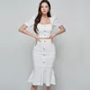 Рабочие платья Сексуальная женская одежда Два куска набор 2023 Летняя вечеринка корейская мода короткая маленькая топ высокая талия тонкая юбка из рыбьего хвоста