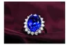 Anelli a grappolo 14k bianco colorato in oro cristallo per donne blu gemstones fetta di nozze