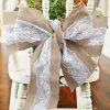 Lace Bowknot Burlap Chair Sashes Natural Hessian Jute Linen Rustic Chair Cover Tie Bowknot for Wedding Decor DIY CraftsZZ