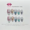 Valse nagels handgemaakte pers op nagels medium cool herbruikbare decoratie nep nagels volledige hoes kunstmatige manicuree draagbare oranje nagelwinkel 230821