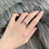 Cluster Rings 2023 Row Ring S925 Silver Inlaid Red Treasure Round 2.0mm Slim Women's Show Finger Length Factory Direct Sales