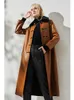 Giacche naturali in pelle femminile donna cappotto di pelle di pecora abiti agnelli moda 2023 lusso in abbigliamento esterno Qipao in stile caffè