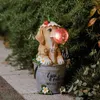 Andere Wohnkultur Outdoor Solarlichter kreative süße Hund Statue Gartenharz Handwerk Dekoration Innenhof Licht x0821