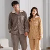 Women's Sleepwear Winter Thick Warm Couple Flannel Pajamas Set Long Sleeve Loose Soft M-3XL Lovers Coral Fleece Homewear