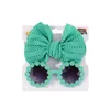 Kids Sunglasses Headband Set Toddlers Elastic Bow Hair Bands Big Bowknot 2Pcs/set Round Sunflower Summer Boho Cute Lovely Flower Hollow Bow Hair Accessories U11