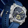 Outros dispositivos vestíveis 2023 New Binbond H1133 Tourbillon Watch Mechanical Watch Men Automatic Steel Strap Skeleton Mens Watches Top Brand Luxury Box X0821