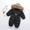 Abrigo de plumón grueso para niños, mono para niños pequeños, niñas, invierno, impermeable, traje de nieve, chaqueta, prendas de vestir, abrigo de piel auténtica, cálido