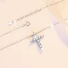 Chains HK0036 Lefei Fashion Luxury Classic Diamond-set 0.1ct Moissanite Cross Necklace For Women Real 925 Sterling Silver Party Jewelry