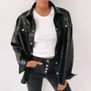Kurtki damskie czarne topy streetwearu pu damska kurtka skórzana jesienna płaszcz estetyczny gotycki vintage stroje mody moto