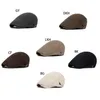 Män klassisk bomullsduckbill Flat Beret Cap British Style Solid Color Retro Newsboy Cabbie Körjakt Justerbar målare HAT1237S