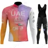Велосипедные майки комплекты команды ОАЭ набирают зимний рукав с длинными рукавами мужской костюм для одежды MTB Bike Road Bants Bib Ropa Maillot Cyclisme 230821