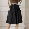 Damesbroeken Hoge taille A-lijn geplooide shorts Rokken vrouwen zomer Solid Color Wide Leg Office Lady Casual met zak