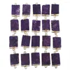 Pendentif Colliers 6pcs / lot Naturel Violet Cristal Cluster Pendentifs Pierre Brute Électro Plaqué Pack Avec Or Bord Diy Bijoux Accessoire