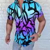 Herren lässige Hemden 2023 Sommer Slim Fit Short Tops Striped Print Shirt Revers 5xl Fashion Graphic Tee Hawaiian Übergroße Kleidung