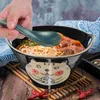 Dinnerware Sets Double Hole Spoon Set Ramen Chopsticks Kitchen Porcelain Noodles Large Japanese-style Home Soup