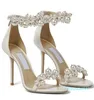 Robe chaussures de mariage chaussures de mariée marques d'été sandales lxuxry cristal femmes talons hauts exquis soirée dame pompes avec boîte