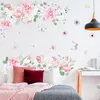 Adesivi da parete colorati piccoli fiori di peonia rosa fresco foglie verdi foglie per la camera baby decorazione decorazioni per la camera da letto per il bagno 230822