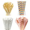 Other Event Party Supplies 2550pcs Foil GoldSilver Disposable Drinking Paper Straws Rainbow For Birthday Wedding Deco Christmas 230822
