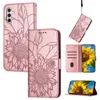 Sunflower PU lederen portemonnee kisten voor Samsung S23 Fe plus S22 Ultra M54 M14 M33 M52 A73 A54 A53 A33 A34 A33 A32 A23 A24 A24 Mode Flower ID Card Slot Cash Flip Cover Telefoon Pouch