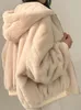 Chaquetas de mujer Versión coreana Felpa engrosada Abrigo de algodón de lana de cordero de doble cara Chaqueta con capucha de cremallera de color sólido suelta de invierno para mujer 230821