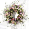 Decorative Flowers 5 Styel Bow Ribbon Easter Eggs Wreath Garland Door Ornaments Wall Decor Happy 2023 Day For Home Kids