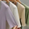 Kadın Tişörtleri Stylelish Örgü Şık U Yağ Kısa Kollu Boncuklu Boyun İnce Pullover Elegent Sıradan Moda Düz Renk Kazak Üstü