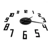 Wall Clocks Modern Design Big Numbers DIY Clock Simple Numerals Mirror Effect Stickers Minimalist Art Bedroom Watch Decor