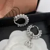 Top designer MiuMiu Earrings Fashion Letter m Full Diamond Pearl for Women French High Grade Asymmetric Earrings with Silver Needle Valentine's Jewelry Accessories