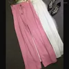 Women's Pants Highstreet Shinning Drilling Diamonds Women Slim Black Pink Large High Waist Wide Leg Smooth Summer Long