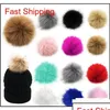 Weitere Modezubehör 10 cm 12 cm 14 cm 15 cm Pompom Ball Fox Fox Fell Flusen -Bälle für Pom Hat DLH331 O7SCQ Drop -Lieferung OTFQA