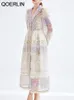 Основные повседневные платья Qoerlin Qualting Belt Long Dress Maxi Lantern Elegant Evening Party Teaby Industry Beadsed Courbearted 230821