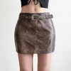 Rokken Gradueerden metalen riem leren rok hottie Biker chic magere heup wikkel rok