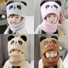 Berets Autumn Winter Cute Children Cartoon Scarf Hat Two-piece Double Fleece Beanie Warmth Boy Girls Child Adult Parent-child Baby Hats