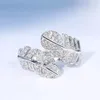 Cluster Rings Douyin Live Drainage Welfare Model Beautiful Super Fairy Design Exquisite Feather Ring Micro-inlaid High Carbon Diamond