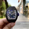 Tasarımcı Çantası Tourbillon İsviçre Kuvars İzle Sport Carbon Tpt Richaremill Band Diamond Set y Mekanik Lüks Erkekler W6NM ile Logo ile