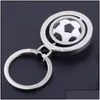 Keychains Lanyards 3D Sports Roterende voetbal Keychain Basketball Keyring Souvenirs Golf Pendant Key Rings Metal Chain Gifts Hip Otkiz