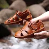 Sandálias Bimooth Men Sandal Shoes 2024 Summer Beach for Man Genuine Leather Soft Roma Plus Size 43 44 Flat confortável