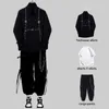 メンズトラックスーツHouzhou Techwear Pants Sets Sets Men Punk3ピース衣装ブラックカーゴパンツ長袖シャツ韓国ストリートウェアヒップホップスプリング230822