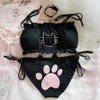 Anime japonés cos sexy lindo gato chica algodón ahueca hacia fuera Sexy pecho abierto con cordones conjunto de ropa interior Cosplay lindo encaje bragas set227N