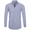 Męskie koszule męskie Stripe Oxford Fabric Dress Up Button Down Gentleman Chemise Hombre Long Rękaw Codzienne miejsce pracy ubranie 230822