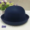 Szerokie brzegowe czapki wiadra dorosłe dzieci flattop fedora hat czysty kolor naśladowanie wełniane jazzowe panie eleganckie okrągły melonik 230822